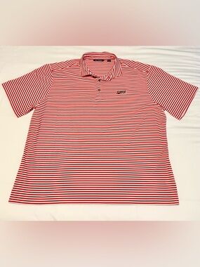Cutter & Buck SMU Mustangs Polo Shirt Men’s XXL RED & WHITE STRIPED